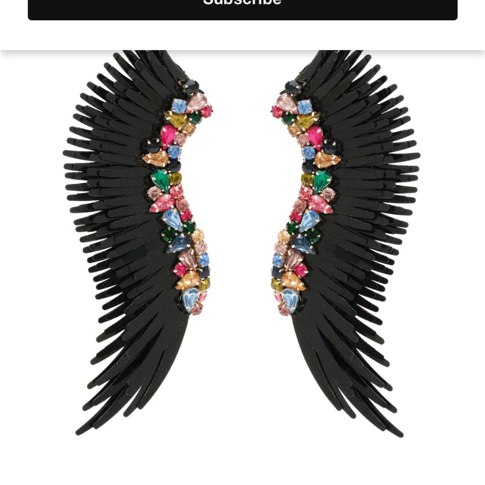 Mignonne Gavigan Black Wing Earrings with Multicolor Gems NWOT